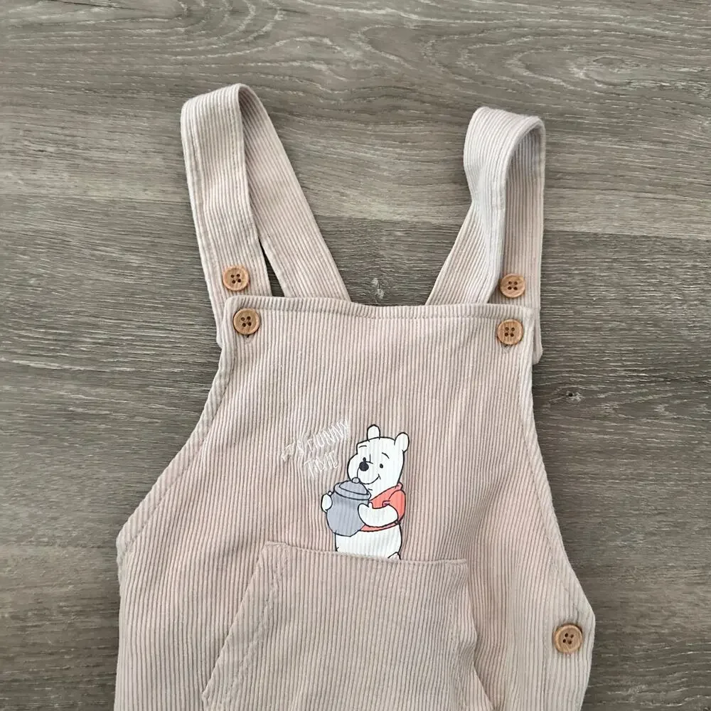 Winnie the Pooh Hunny Time Corduroy Overalls Beige Size 24 Months Disney